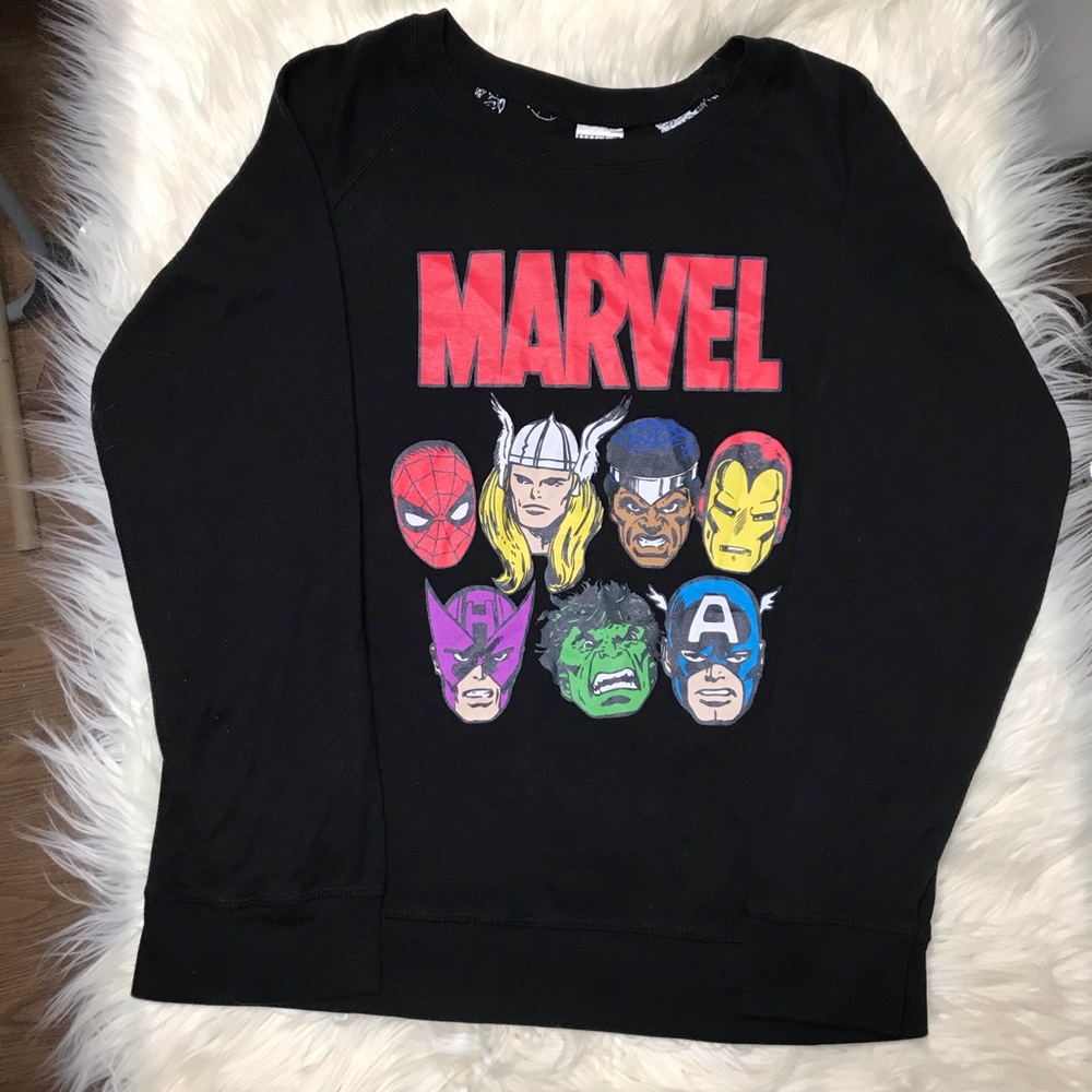 MARVEL COMIC BOOK FACES SWEATSHIR SIZE XXL